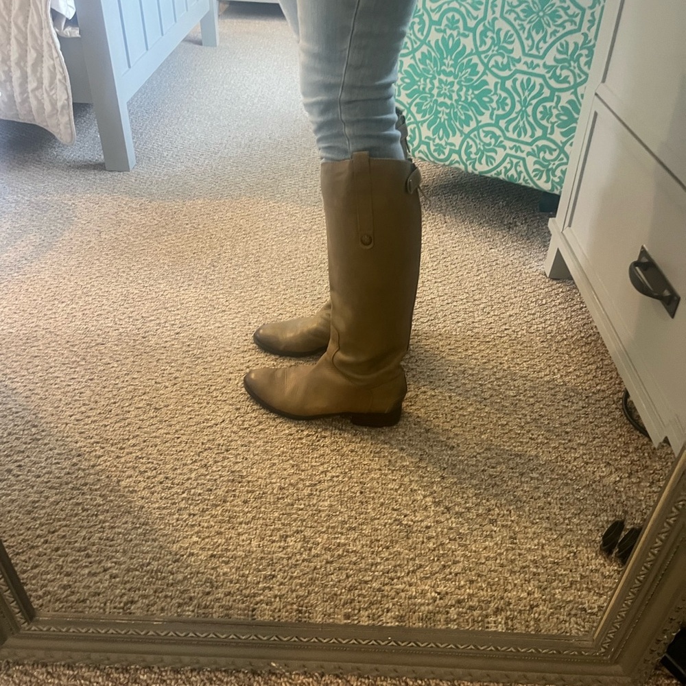 Sam Edelman Taupe/Olive green Leather “Penny” Boots - Size 9 - Picture 7 of 9